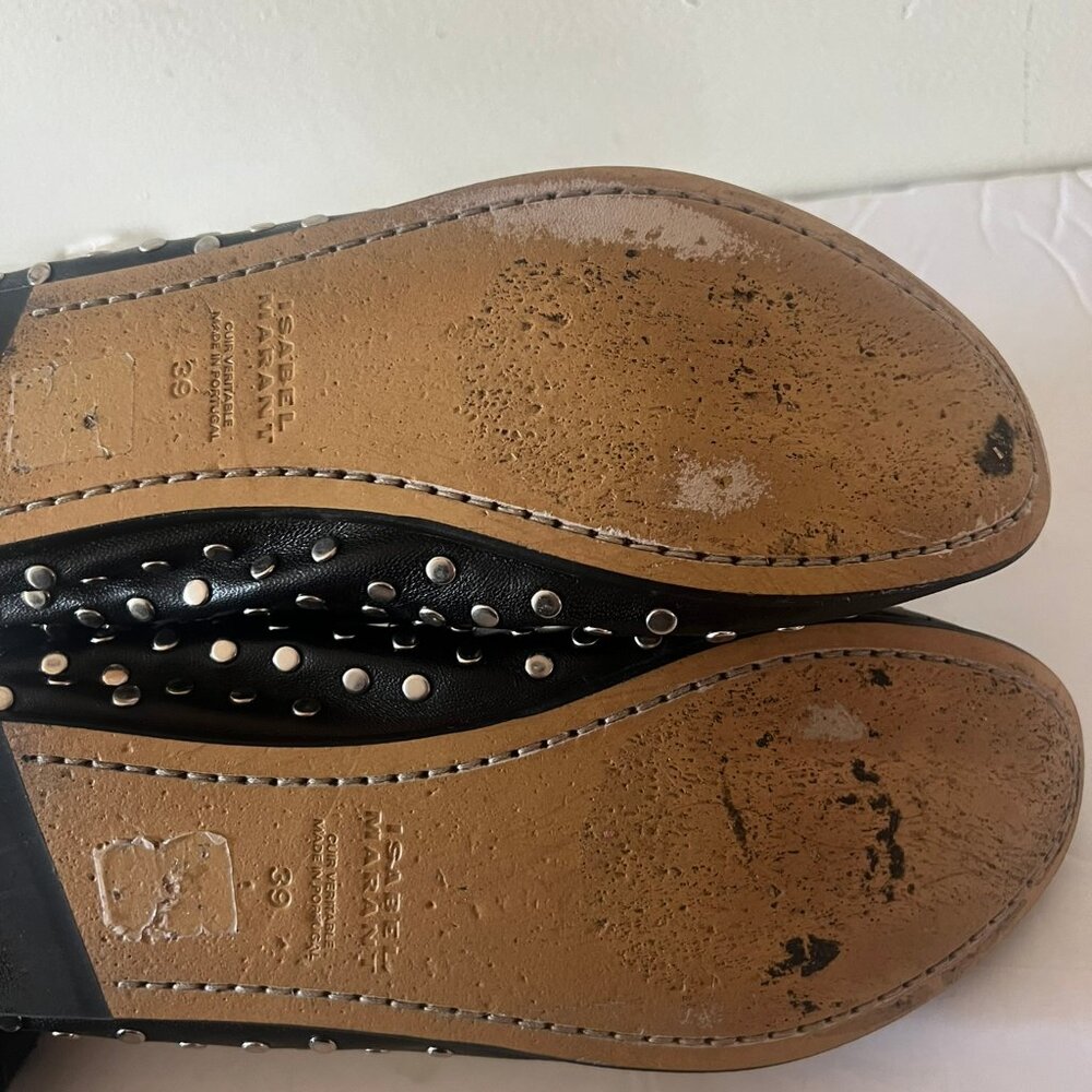 ISABEL MARANT BELNA STUDDED LEATHER BALLERINA FLATS SIZE 39 / 9 US - Picture 5 of 7
